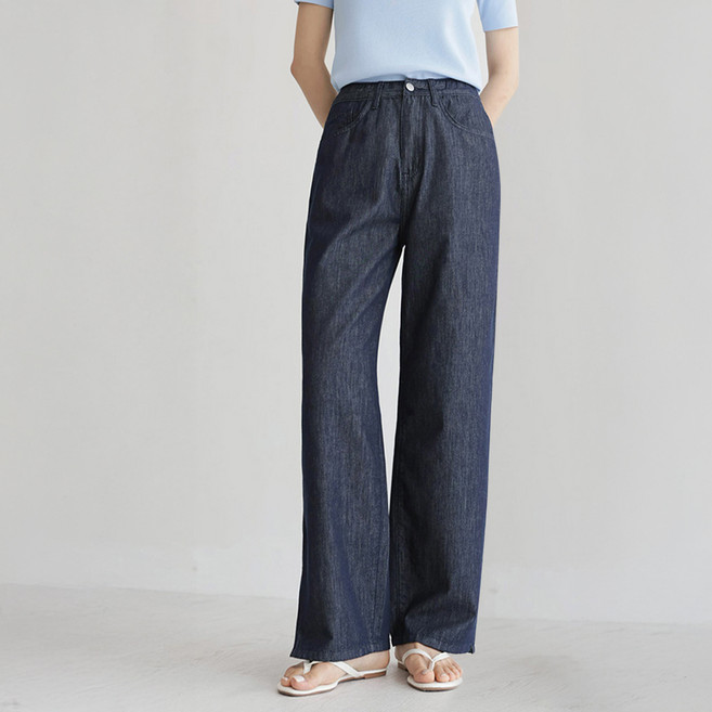 앤드스타일 여성용 숏/기본/롱 기장 썸쿨진 17탄 백포켓 논페이드 와이드 데님 팬츠 264562