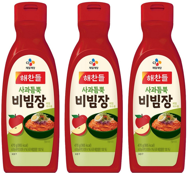 해찬들 사과듬뿍 비빔장, 470g, 3개
