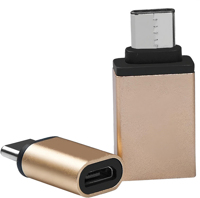 aibo USB 3.1 Type-C 轉接頭組 USB 3.0母 + Micro USB母2件組, 22mm, 金色, 1組