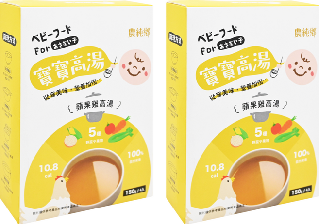 農純鄉 寶寶高湯 蘋果雞高湯 6個月以上 4包, 600g, 2盒