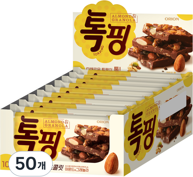 오리온 톡핑 아몬드 앤 그래놀라 초콜릿, 43g, 50개