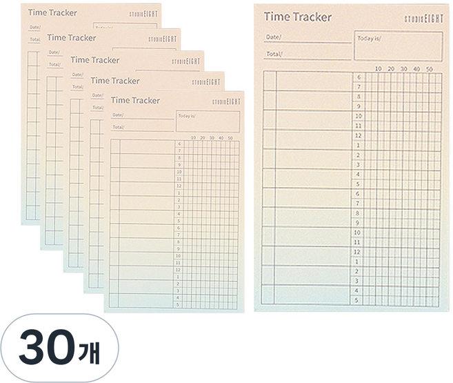 스튜디오에잇 타임트래커 메모패드 70 x 110 mm, 혼합색상, 80매, 30개