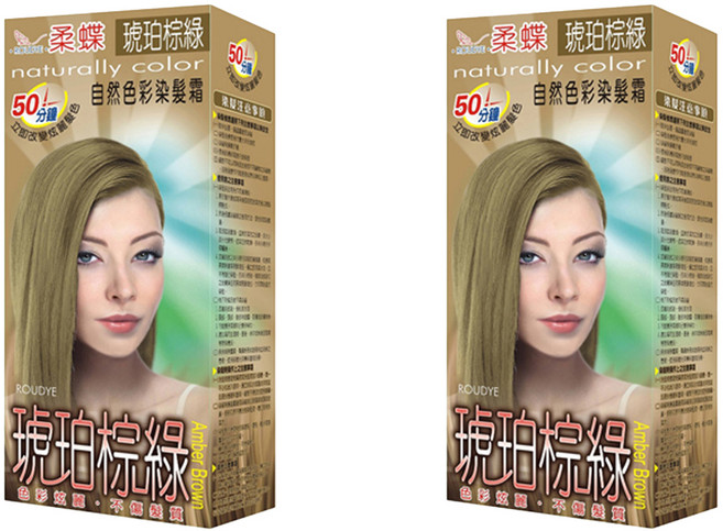 Roudye 柔蝶 自然色彩染髮霜 - 琥珀棕綠, 2盒