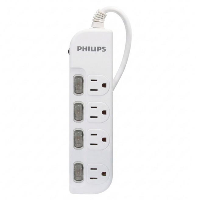PHILIPS 飛利浦 延長線 4開4座3孔 CHP3444WA/96, 1.8m, 白色, 1條