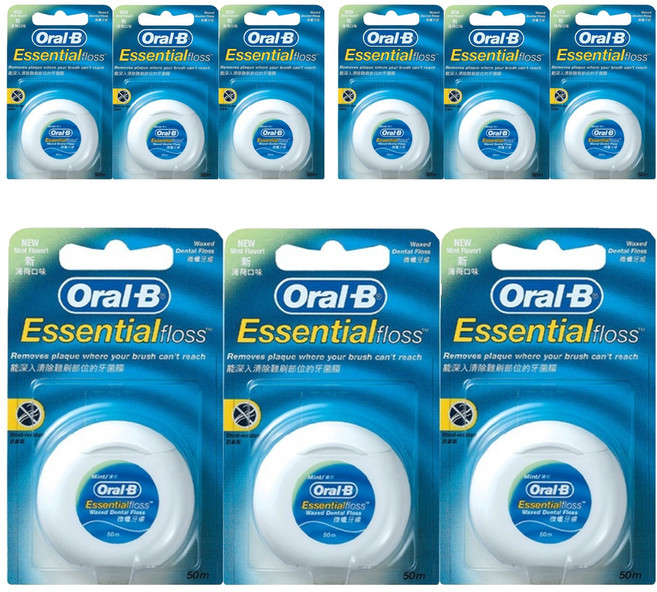 Oral-B 歐樂B 薄荷微蠟牙線, 50m, 1個裝, 9個