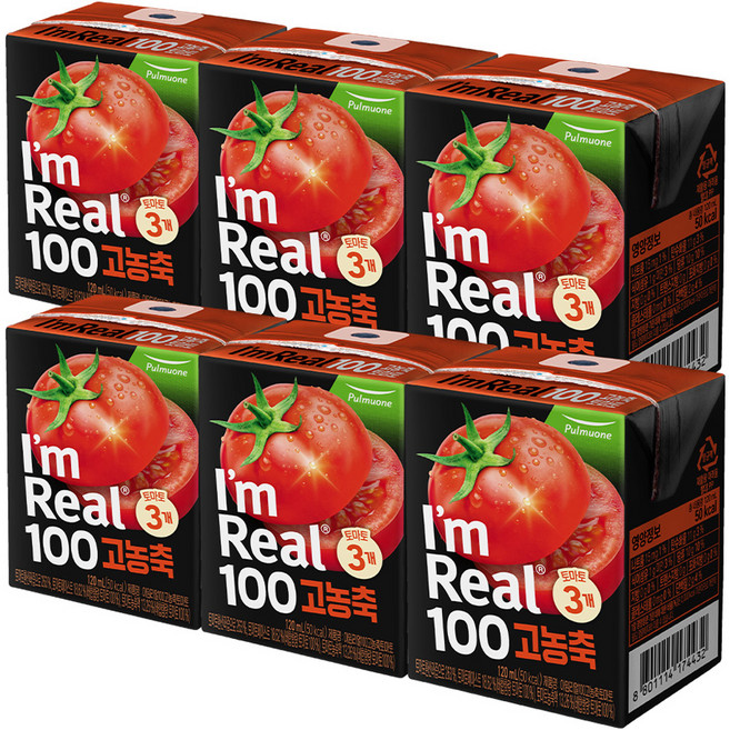 아임리얼 100 고농축 토마토 주스, 120ml, 6개