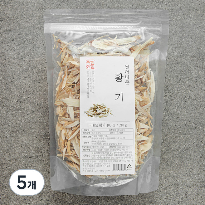 매홍 착한상점 씻어나온 국내산 황기, 210g, 5개