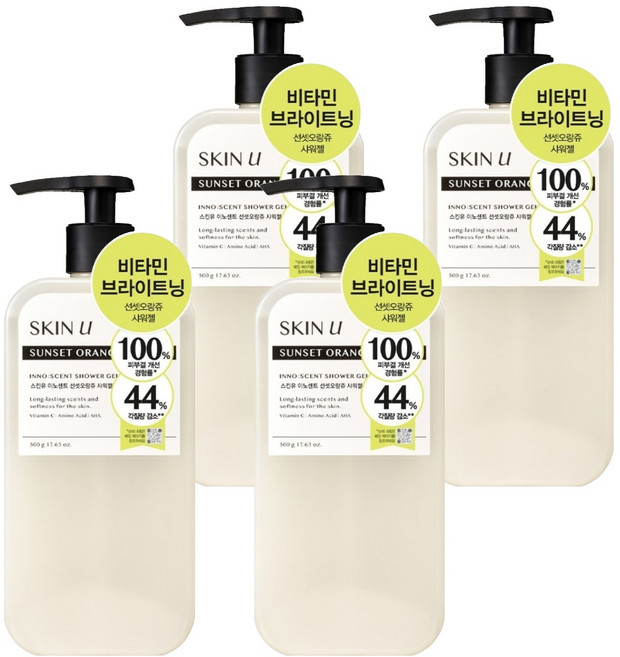 스킨유 이노센트 샤워젤 선셋오랑쥬, 500g, 4개