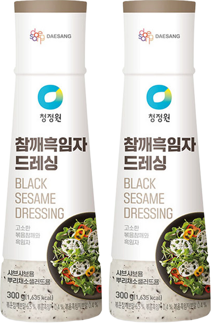 청정원 참깨 흑임자 드레싱, 300g, 2개