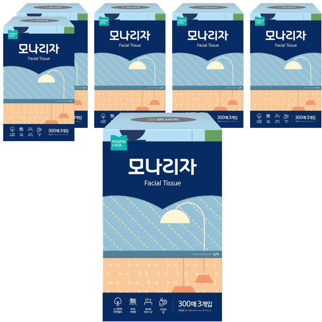 모나리자 미용티슈 2겹, 300매, 18개