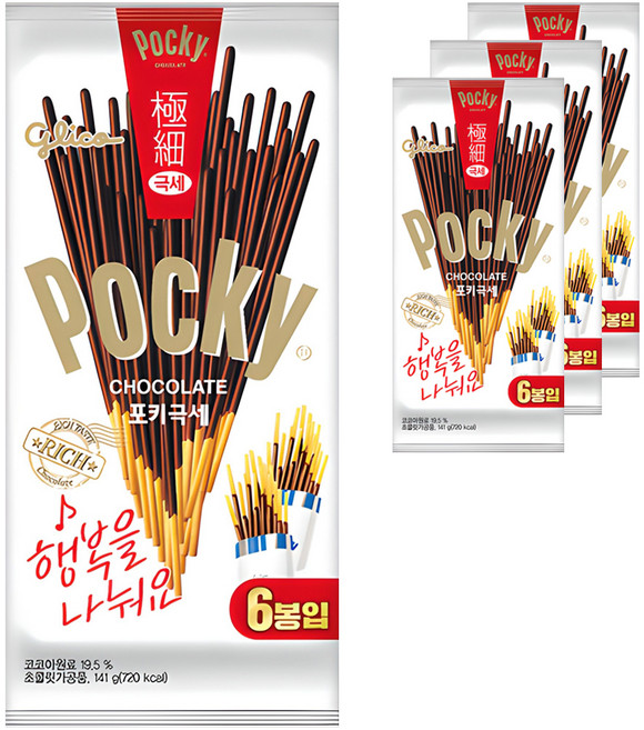 포키 극세 초코스틱, 141g, 4개