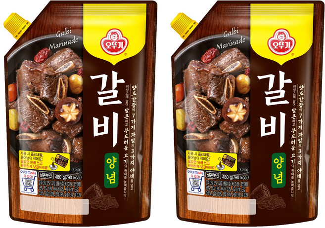 오뚜기 갈비양념 스파우트팩, 2개, 480g