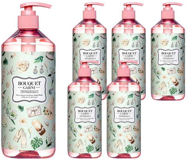 부케가르니 비타콜라겐 퍼퓸 바디워시 웨딩부케, 750ml, 6개