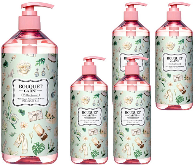 부케가르니 비타콜라겐 퍼퓸 바디워시 웨딩부케, 750ml, 5개