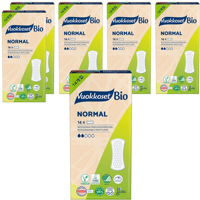 [비건라이프] 뷰코셋 바이오 팬티라이너, 일반, 14개입, 6개