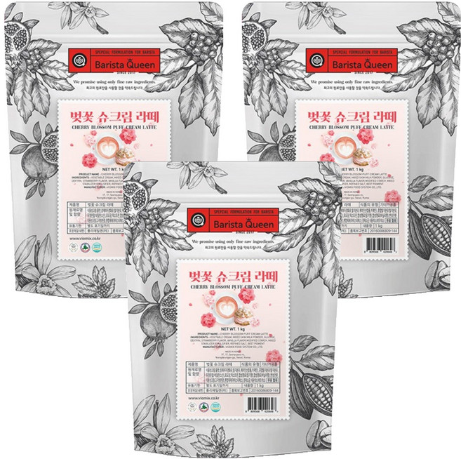 바리스타퀸 벚꽃 슈크림 라떼분말, 1kg, 1개입, 3개