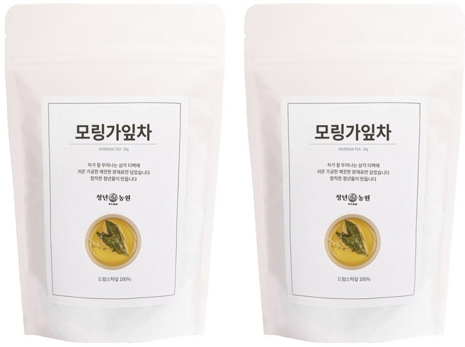 청년농원 저온가공 모링가잎차 삼각티백, 1g, 50개입, 2개