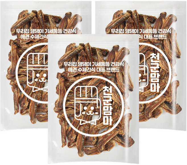 천군맘마 강아지 수제 간식, 오리날개맛, 500g, 3개