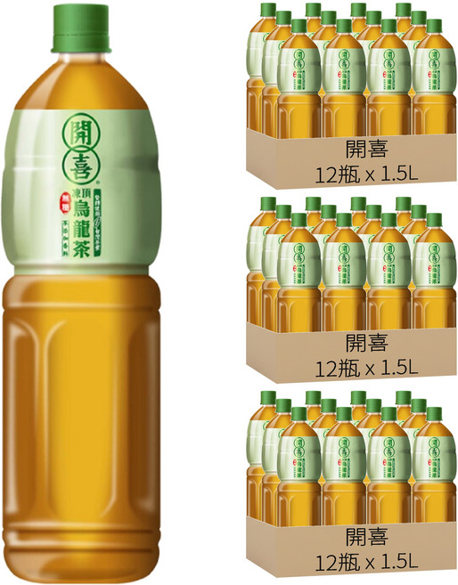開喜 凍頂烏龍茶 無糖, 1.5L, 36瓶