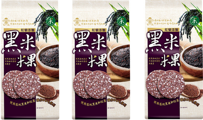 旺旺 黑米米果紅藜口味, 3包, 126g