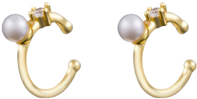 女士細節方晶鋯石珍珠耳骨夾耳環