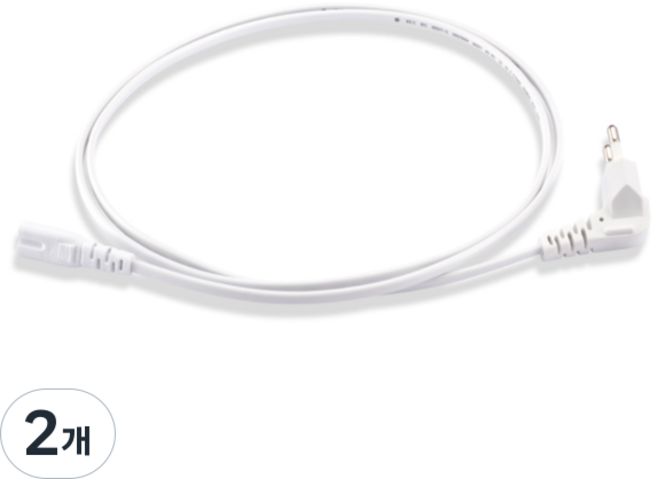삼정 컴퓨터 모니터 파워 전원 케이블 ㄱ자브래트형 / 8자 WHITE AC 220V, 2개, 2m