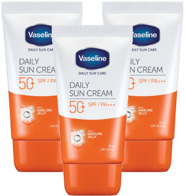 바세린 데일리 선크림 SPF50+ PA+++, 50ml, 3개