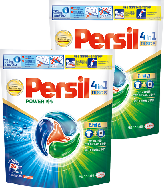 퍼실 디스크 파워 세탁 캡슐세제 파우치, 26개입, 2개