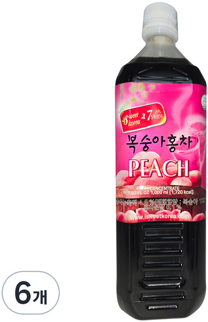스위트 코리아 복숭아 홍차, 1L, 6개