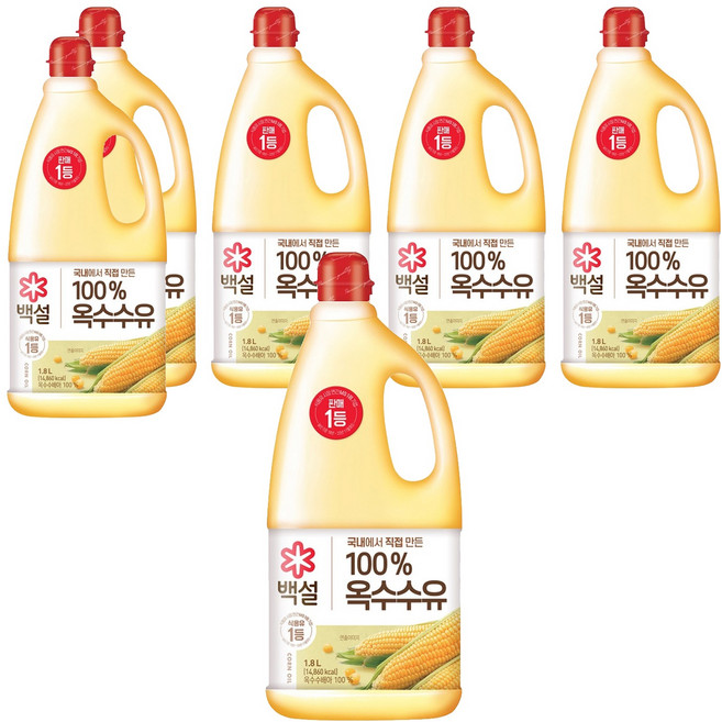 백설 옥수수유, 1.8L, 6개