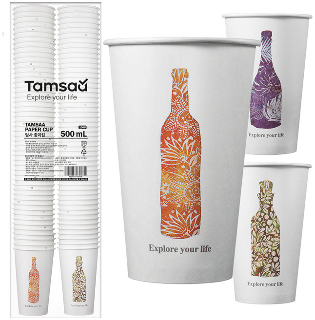 탐사 고평량 종이컵 500ml, 100개입, 1개