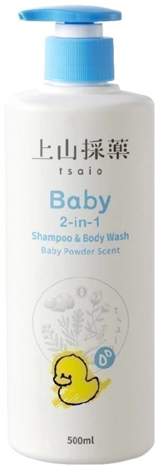 tsaio 上山採藥 寶貝洗髮沐浴二合一泡泡露 嬰兒粉香 弱酸性配方 溫和不刺激, 500ml, 1瓶