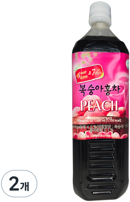 스위트코리아 복숭아홍차, 2개, 1L