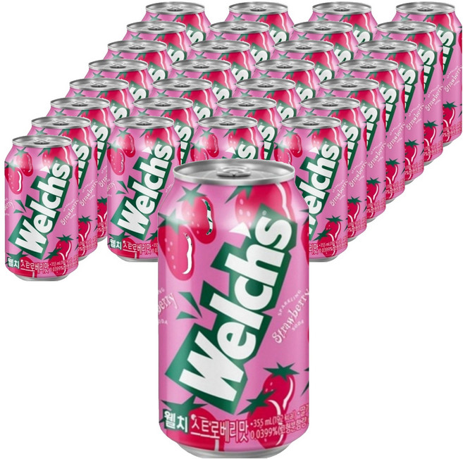 웰치스 딸기 탄산음료, 355ml, 72개