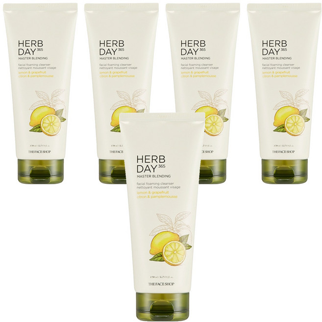 더페이스샵 허브데이 마스터 블렌딩 클렌징폼 레몬, 170ml, 5개