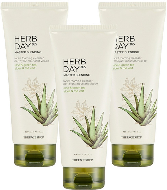 더페이스샵 허브데이 마스터 블렌딩 페이셜 클렌징폼 알로에, 170ml, 3개