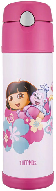 THERMOS 膳魔師 不銹鋼真空保冷吸管瓶 附背帶 HS4010DR-PK, DORA 紅色, 530ml, 1個