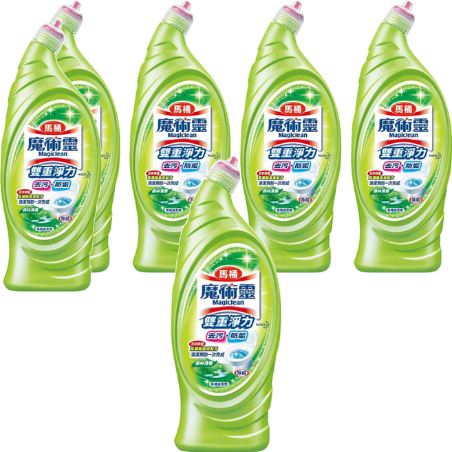 Kao 花王 Magiclean 魔術靈 台灣公司貨 雙重淨力 馬桶清潔劑 森林清香, 650ml, 6瓶