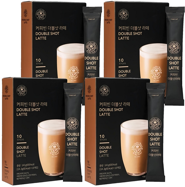 커피빈 더블샷 라떼 커피믹스, 14.3g, 10개입, 4개