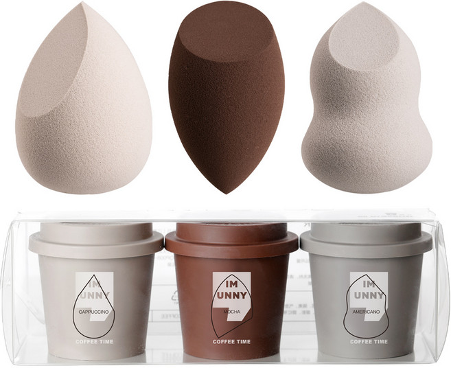 아임유니 메이크업 블렌딩 퍼프 3종세트, 혼합색상, 1세트