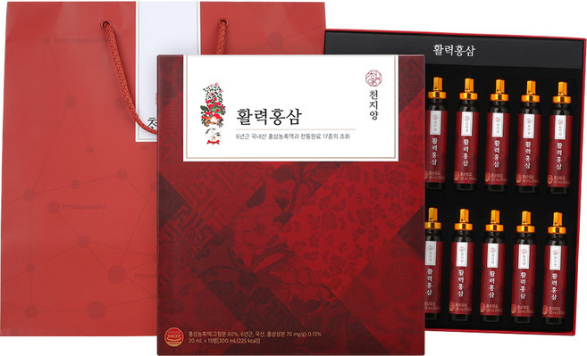 천지양 활력 홍삼 + 쇼핑백, 300ml, 1개