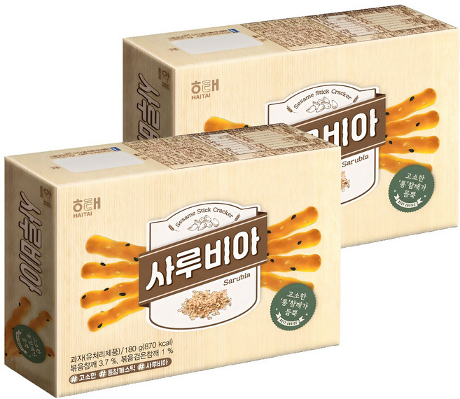 해태제과 사루비아 참깨스틱, 180g, 2개
