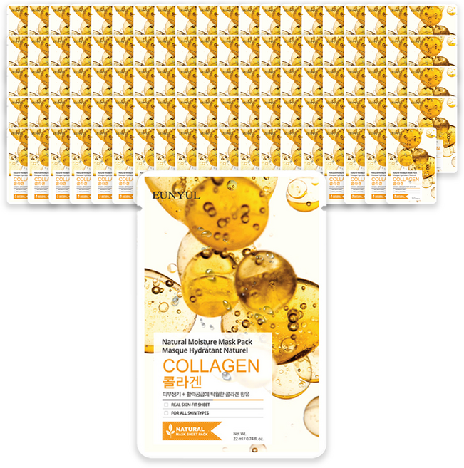 은율 내추럴 모이스처 콜라겐 마스크팩, 1개입, 100개