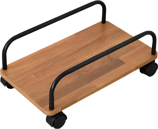 HOPMA 合馬家具 移動式電腦主機架 附滑輪卡榫, 柚木色, 1個