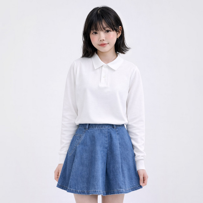 로시앤로우 주니어 여아용 키즈 긴팔 남방 카라 티셔츠