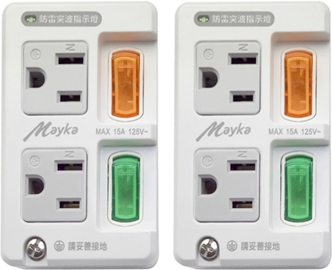 Mayka 明家 2插座2開關擴充插座 3孔 SL-2201 15A 雷擊突波保護, 9cm, 白色, 2個
