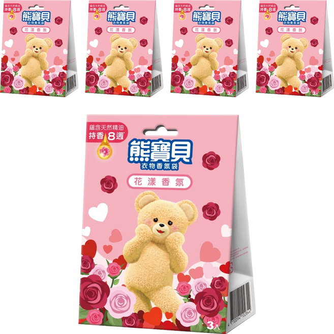 Snuggle 熊寶貝 衣物香氛袋 3包, 花漾香氛, 21g, 5盒