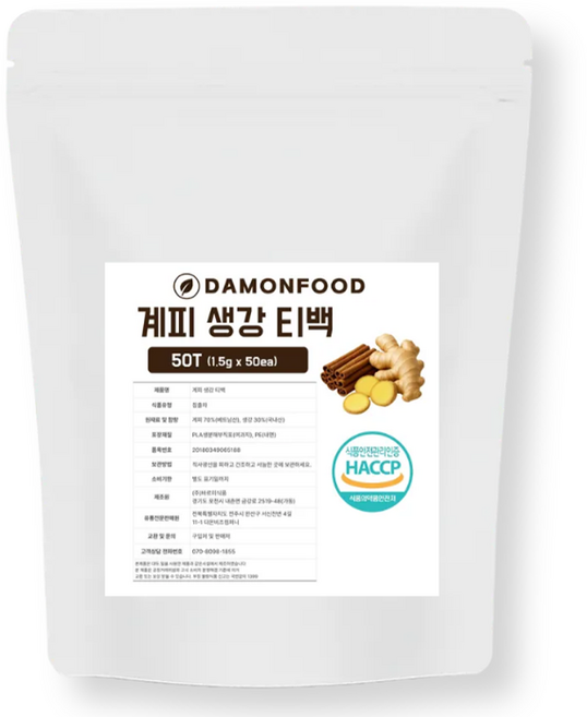 담온푸드 계피 생강차 티백, 1.5g, 1개, 50개입