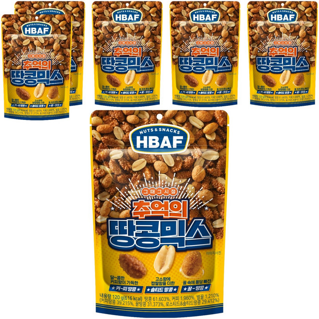 바프 추억의 땅콩믹스, 120g, 6개