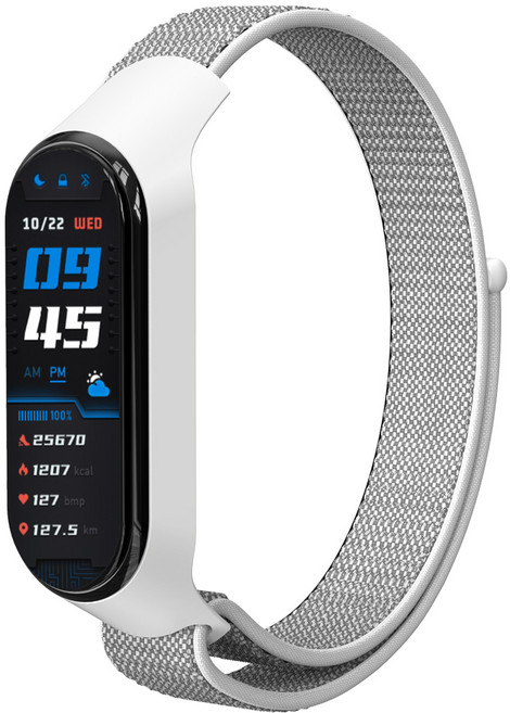 누아트 샤오미 미밴드 5/6/7 스포츠루프 밴드 스트랩, 실버화이트, 1개